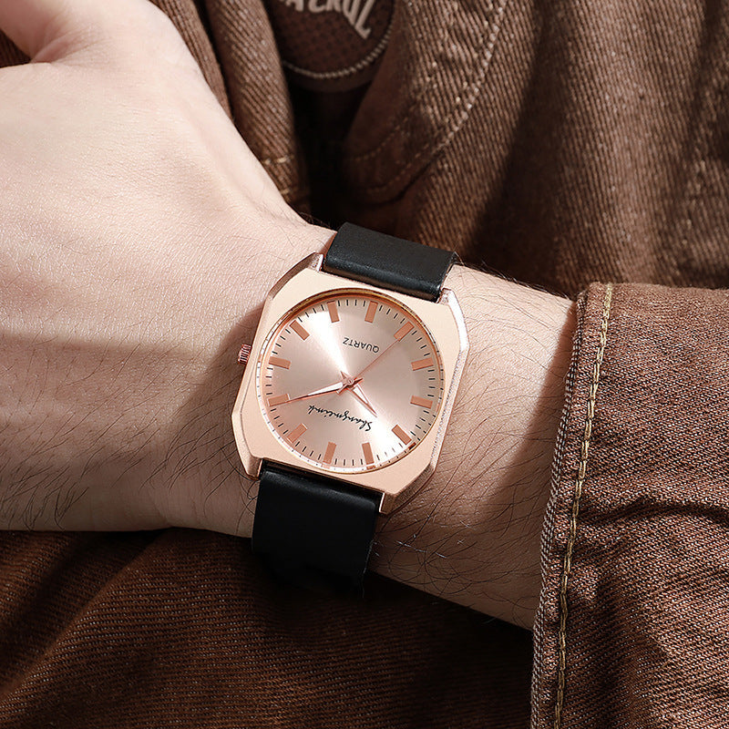 Simple, square quartz silicone watch with a stylish silicone strap