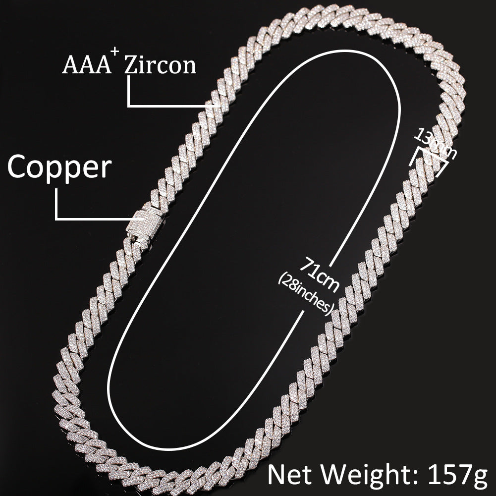 Hip-hop bar-style Cuban zircon-encrusted necklace