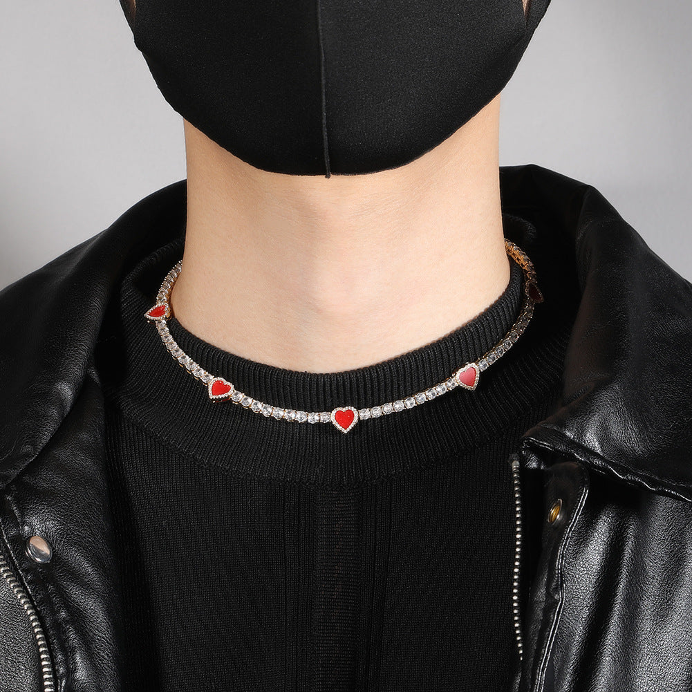 mens gold chain Colorful love tennis necklace