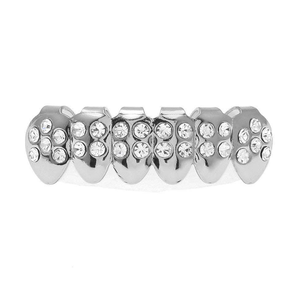 Hip-hop diamond-encrusted and gold-plated teeth grillz