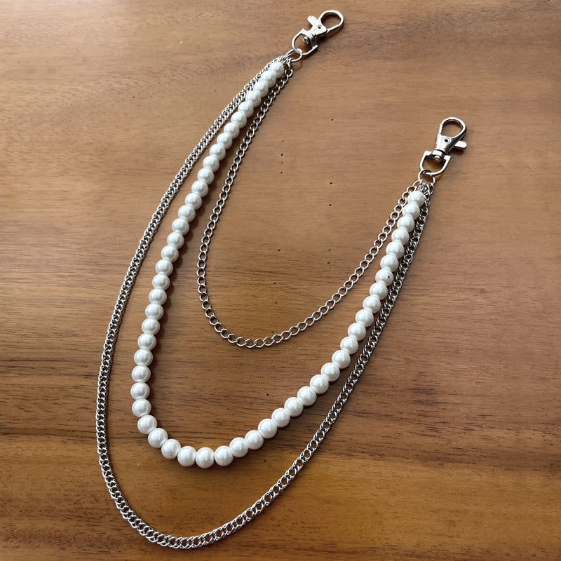 Metal pearl three-layer chain
