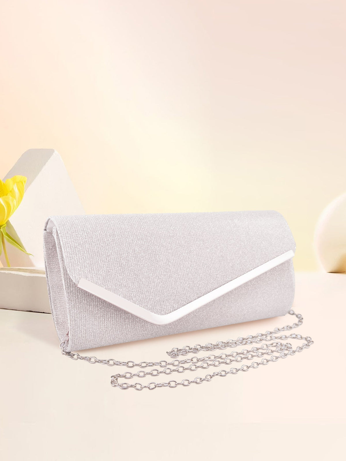 Women's three-fold bag with colorful glitter