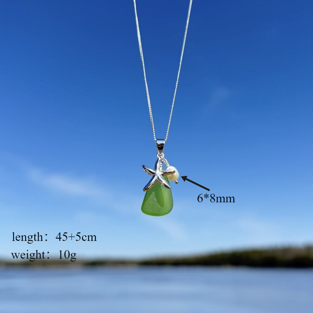starfish necklace stone chalcedony pearl necklace