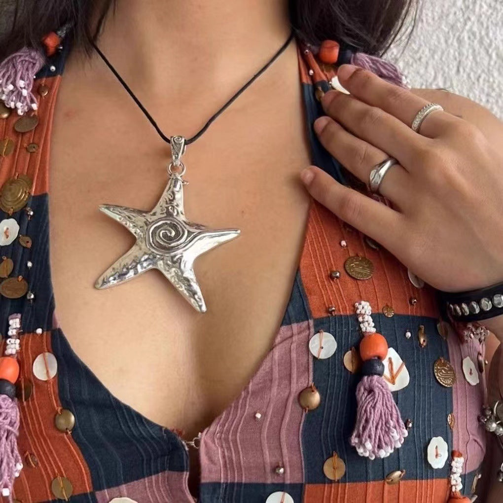 starfish spiral retro necklace