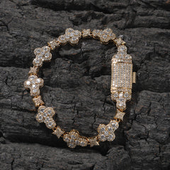 10mm cross flower star bracelet with micro-inlaid zircon