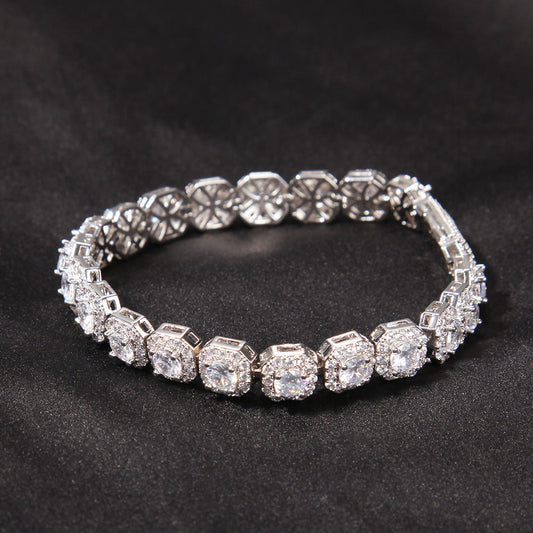 Hip-hop 9mm zircon-encrusted rock candy bracelet