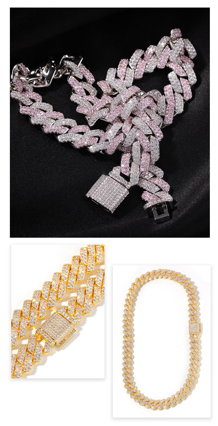 Hip-hop bar-style Cuban zircon-encrusted necklace