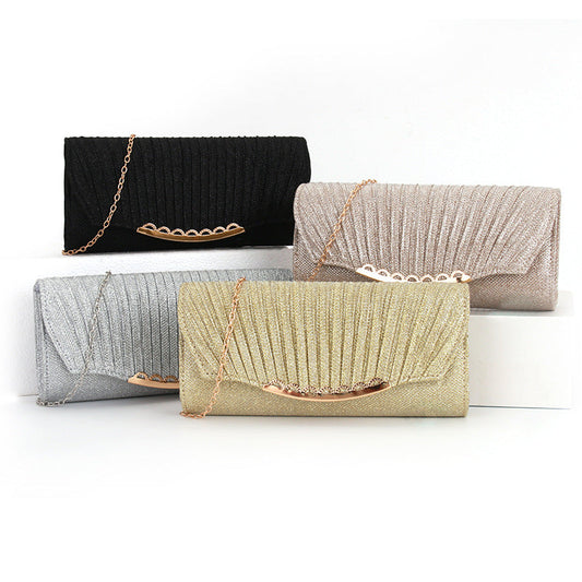 Pleated stitching chain crossbody Clutch Handbag