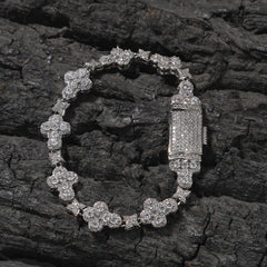 10mm cross flower star bracelet with micro-inlaid zircon