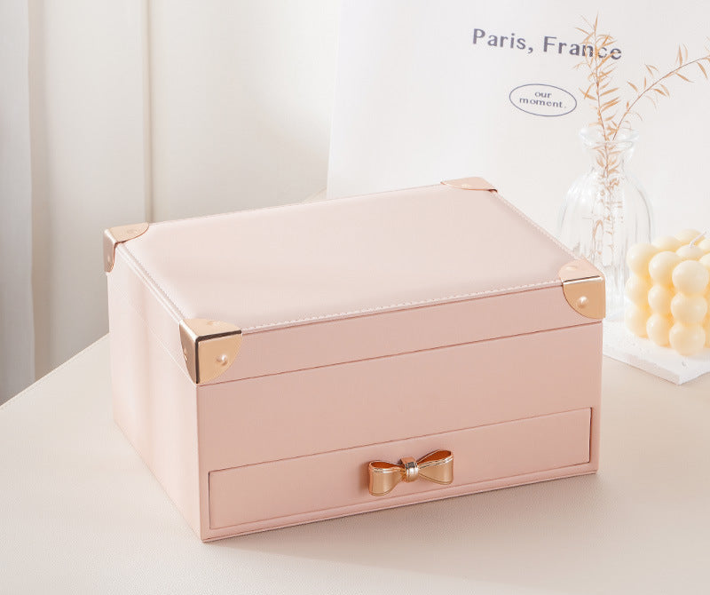 Three-layer jewelry box large-capacity flip storage box