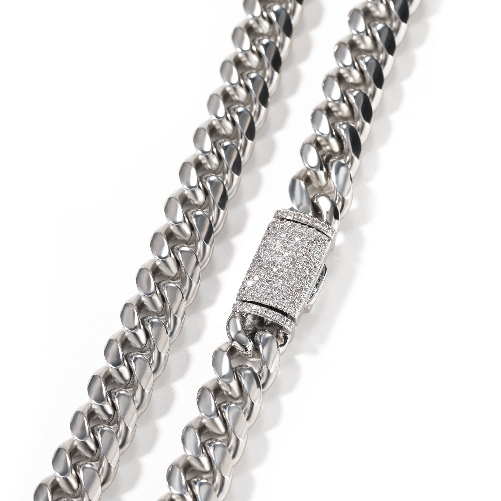 Hip-hop zircon stainless steel zircon necklace