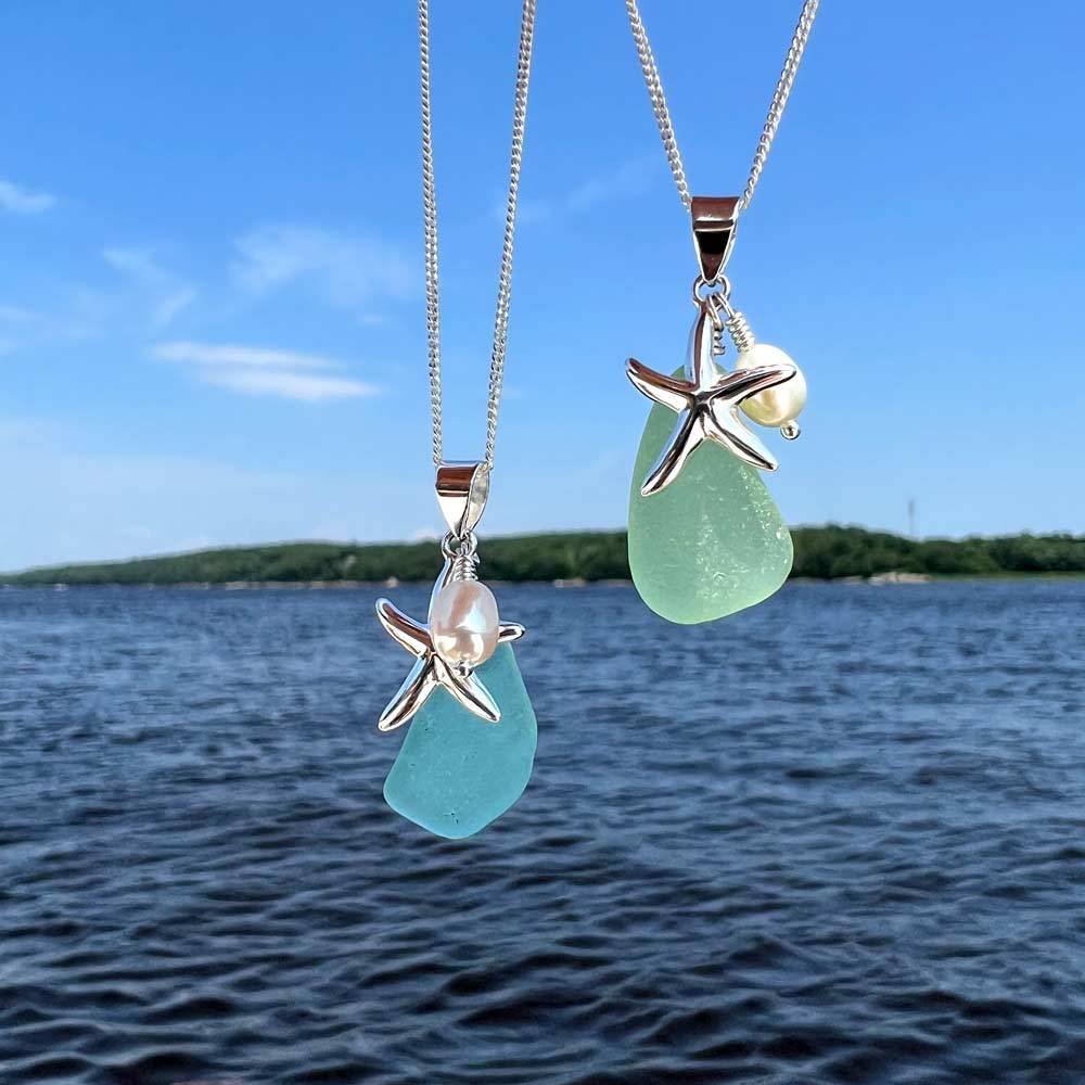 starfish necklace stone chalcedony pearl necklace