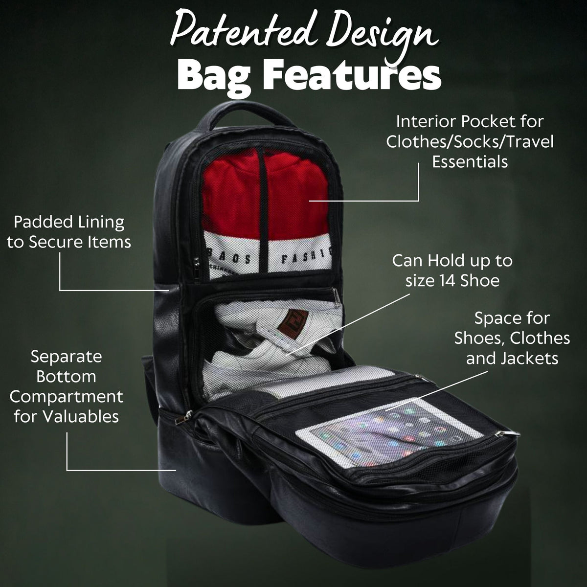 Black Leather Patented Carry-on Bag (XL Design) (Only 300 Made)