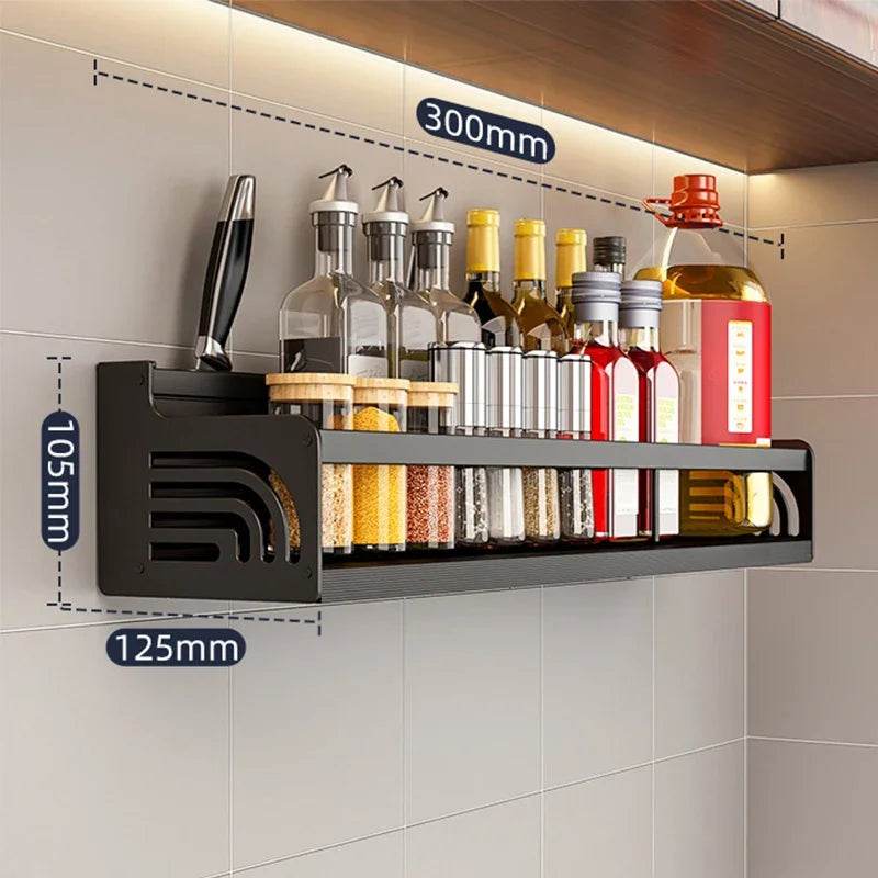 Wall-Mounted Kitchen Spice Rack Organizer