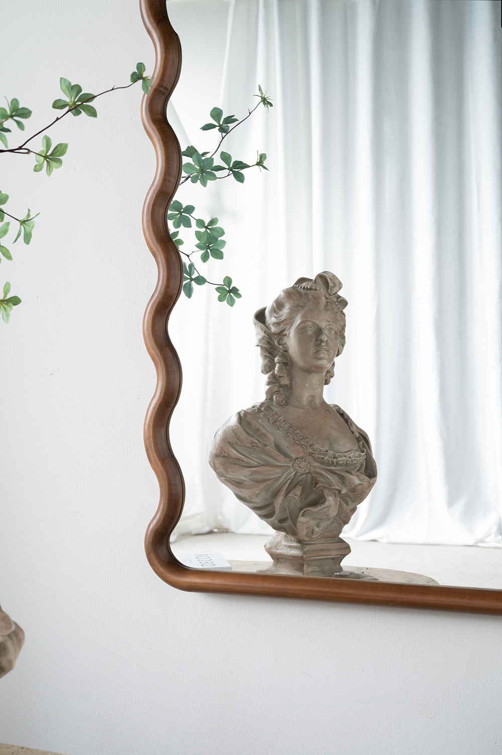 Arched Wood Frame Full-Length Mirror, Brown, 30 × 55 in