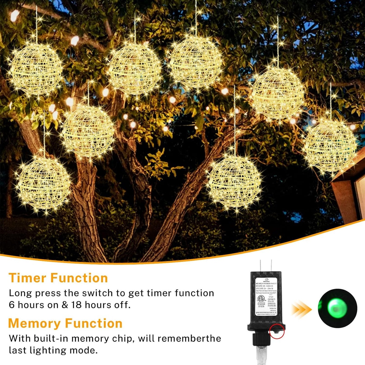 Outdoor Christmas Balls LED String Lights