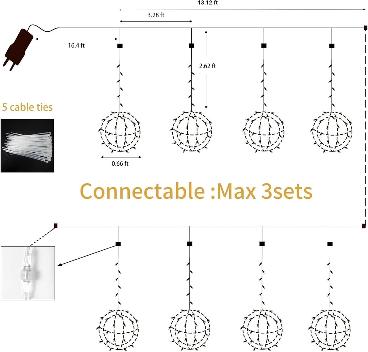 Outdoor Christmas Balls LED Globe Lights