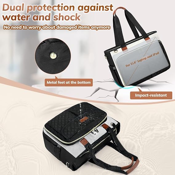 Teacher Work Tote Bag with 15.6" Laptop Fit & Cup Holders
