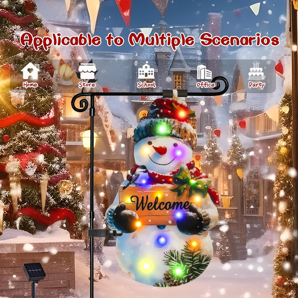 Lighted Christmas Snowman Garden Flag