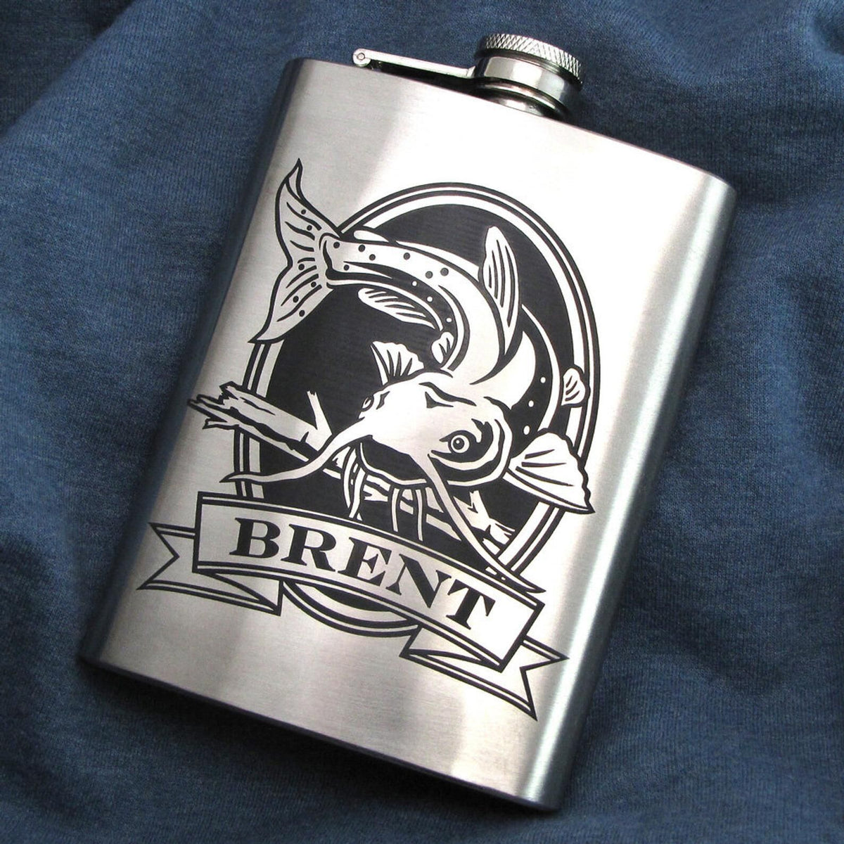Personalized Catfish Flask Birthday Present Gift Idea for Boyfriend