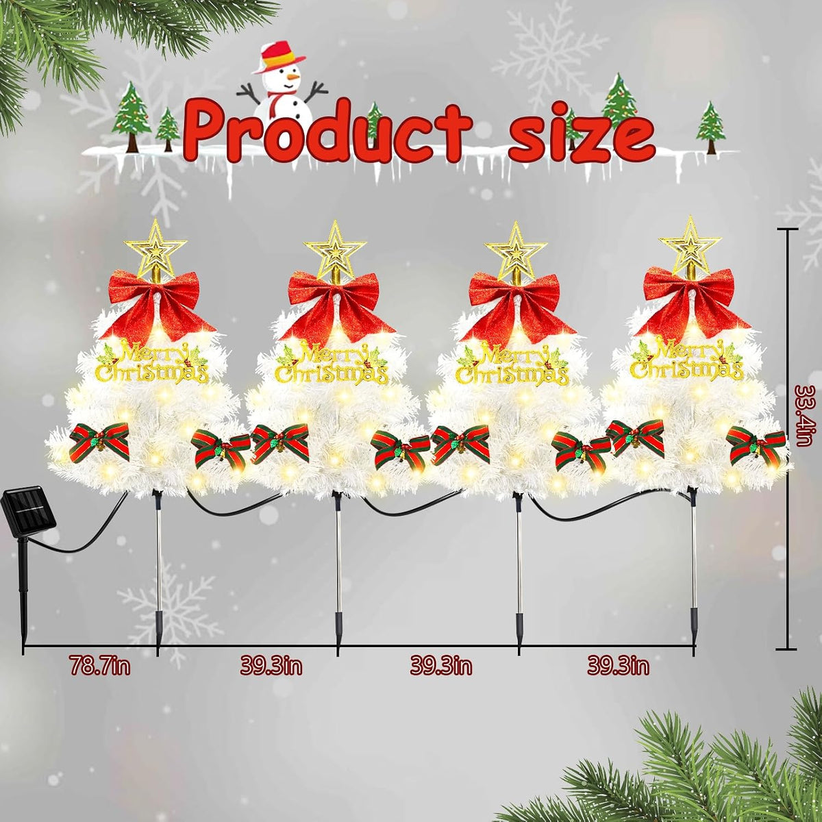 White Christmas Tree Solar Pathway Lights