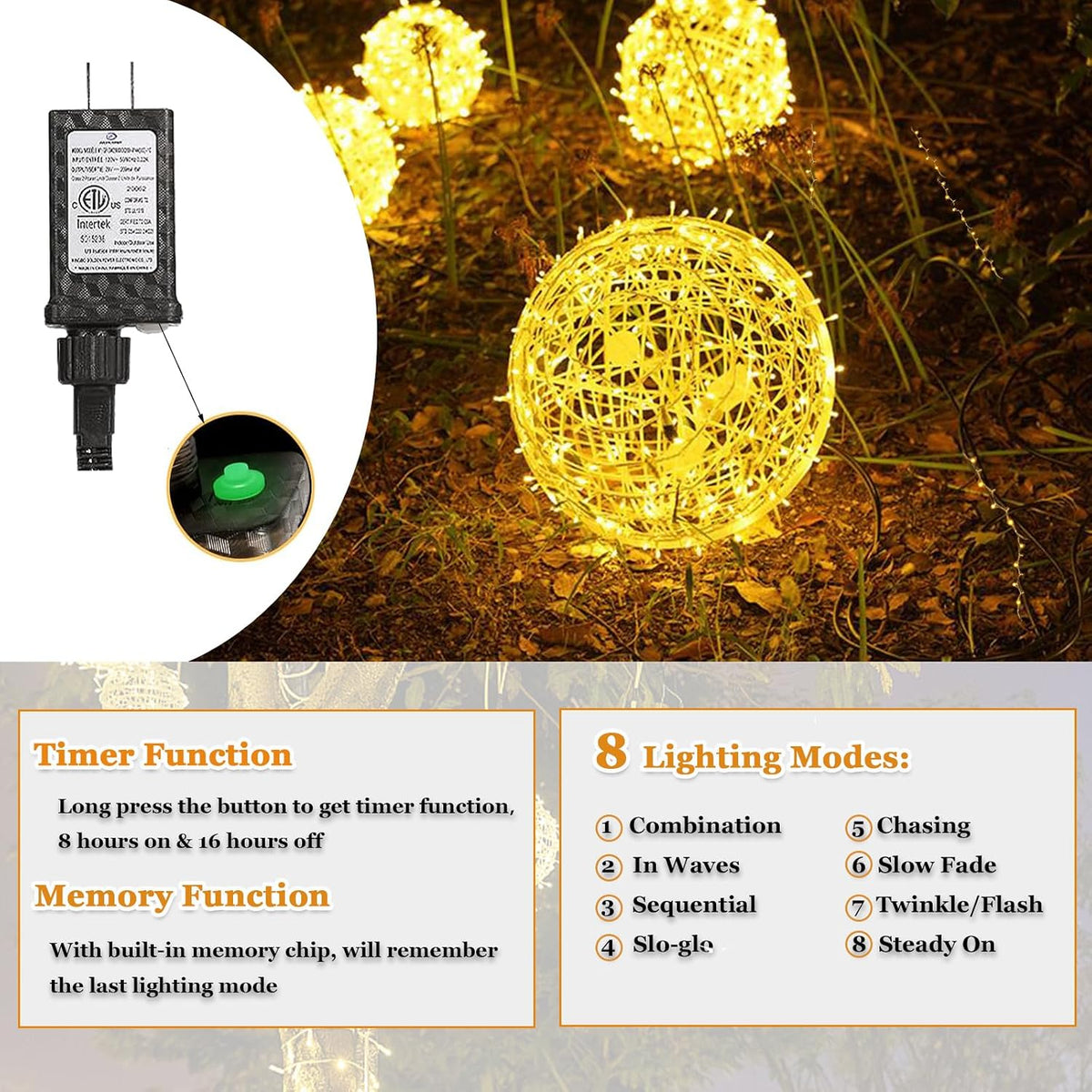 Outdoor Christmas Balls LED Globe Lights