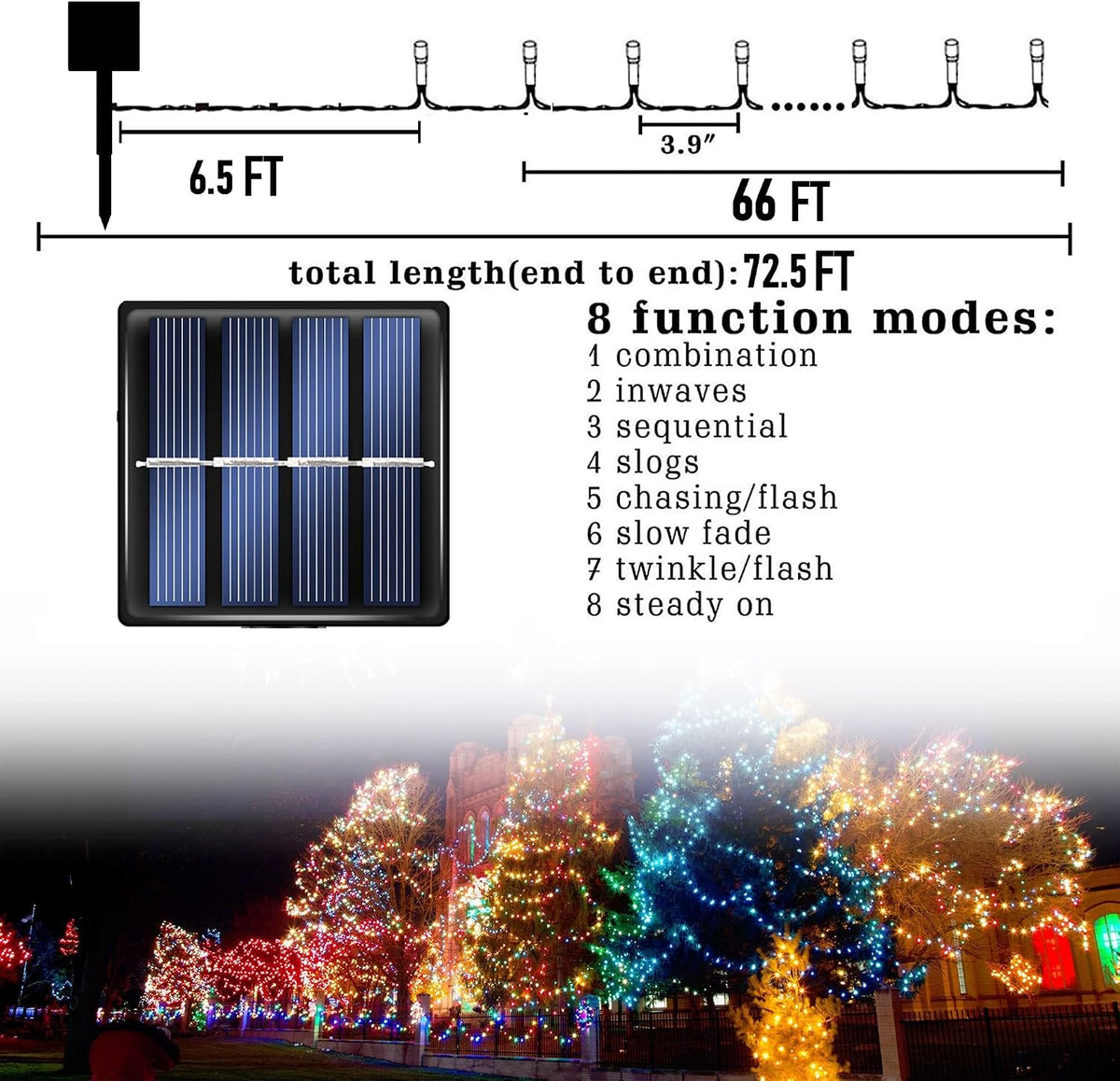 2-Pack 132FT Solar String Lights with 400 LEDs