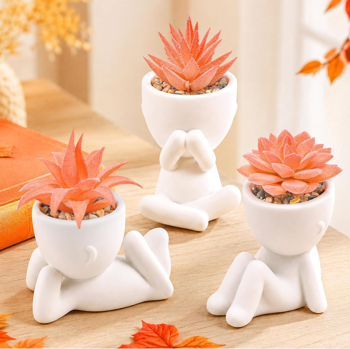 3-Pack Fall Faux Succulent Plants with Pots