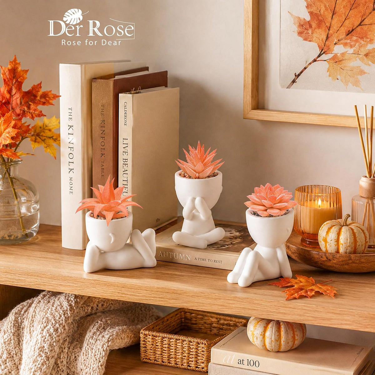 3-Pack Fall Faux Succulent Plants with Pots
