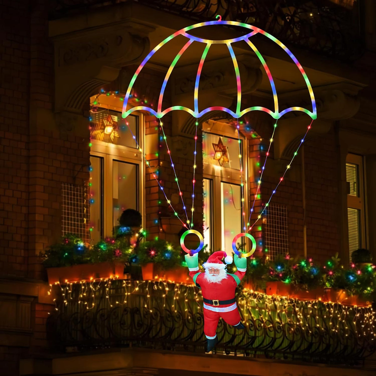 2.8FT Christmas Parachute Lights with Santa