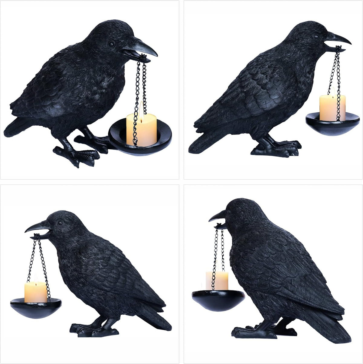 Gothic Raven Candle Holder with Tealight Tray