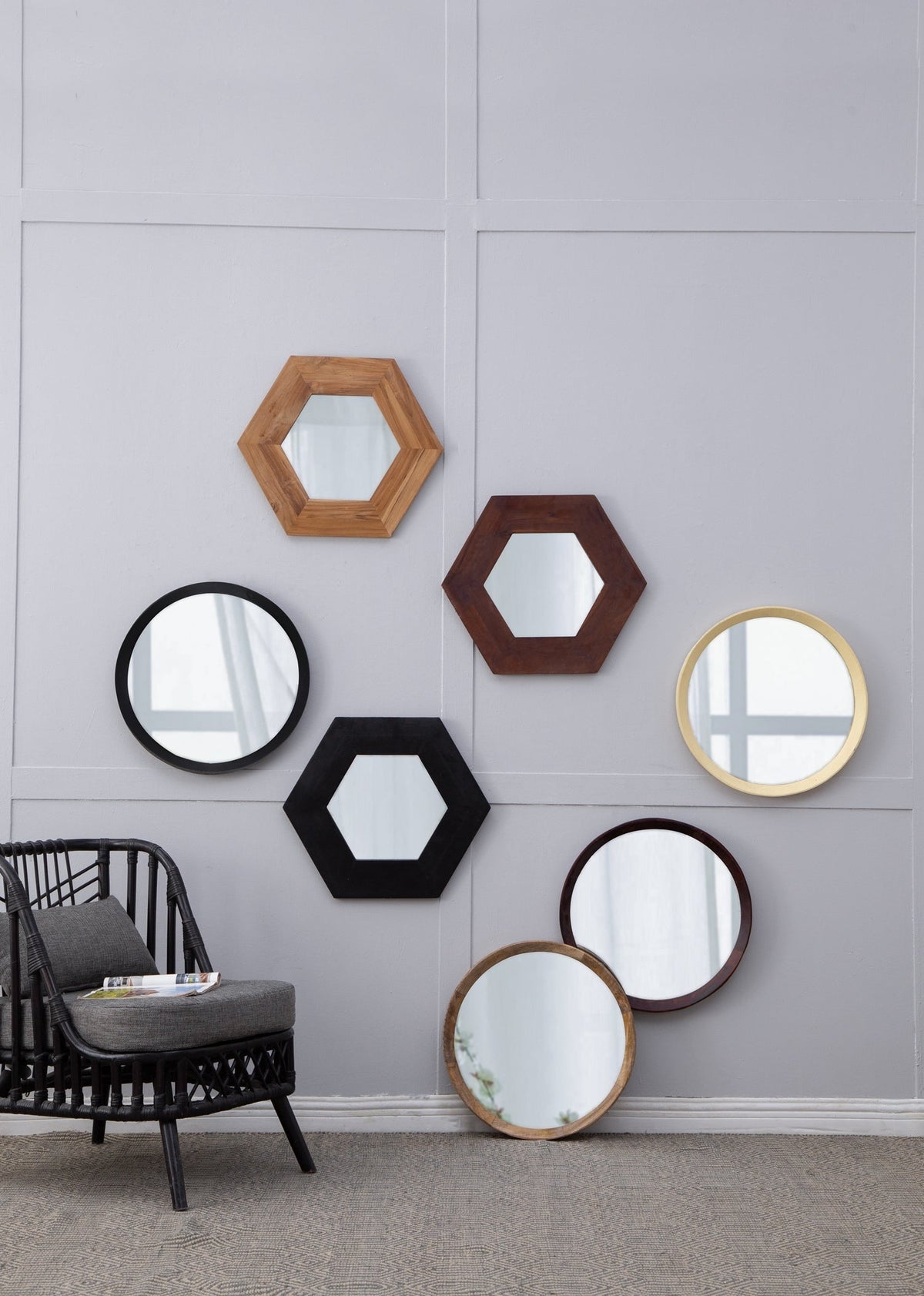 Solid Mango Wood Frame Wall Mirror, Available in 2 Colors