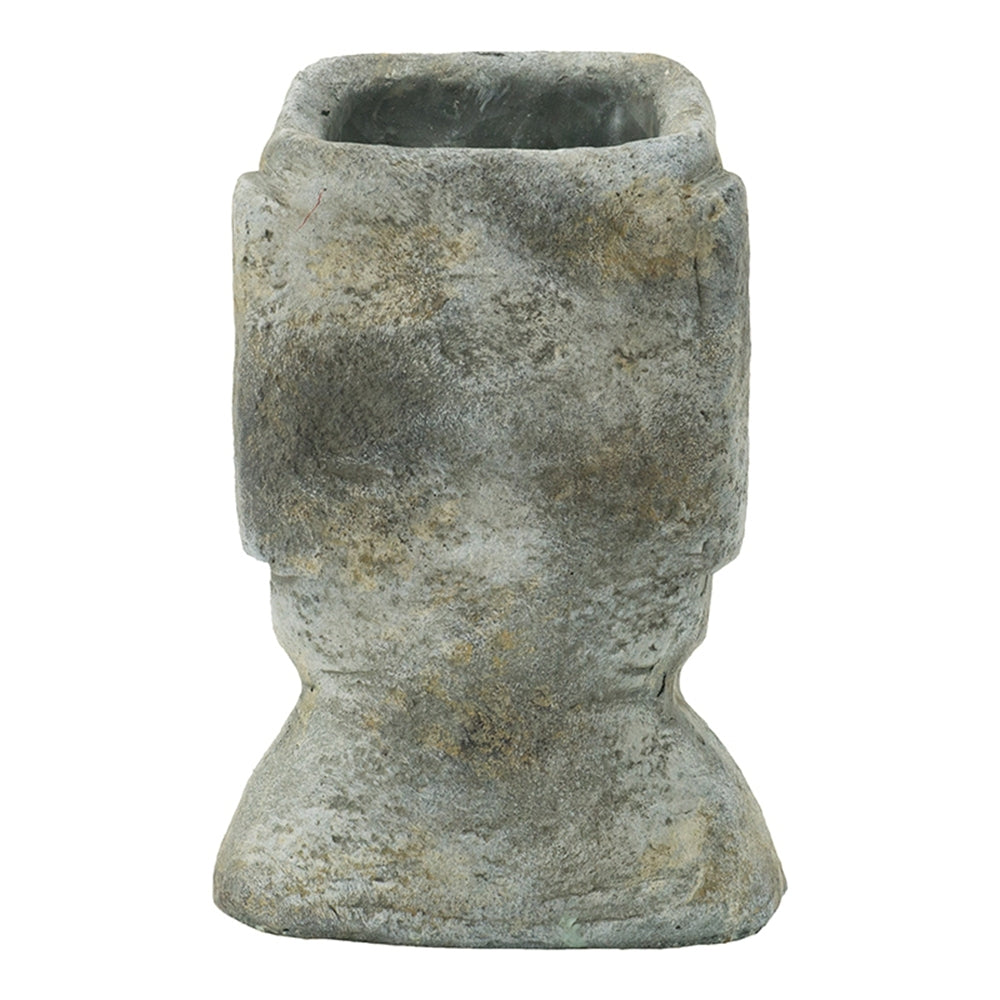 Easter Island Head Cement Planter, 5 × 5.5 × 9 in