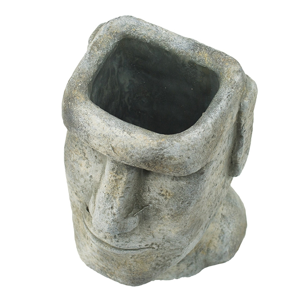Easter Island Head Cement Planter, 5 × 5.5 × 9 in