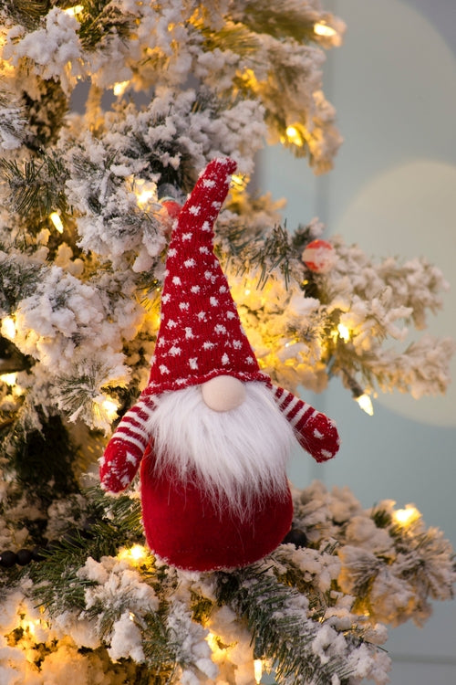 Red and White Fabric Gnome Table Sitters, Set of Two, for Christmas