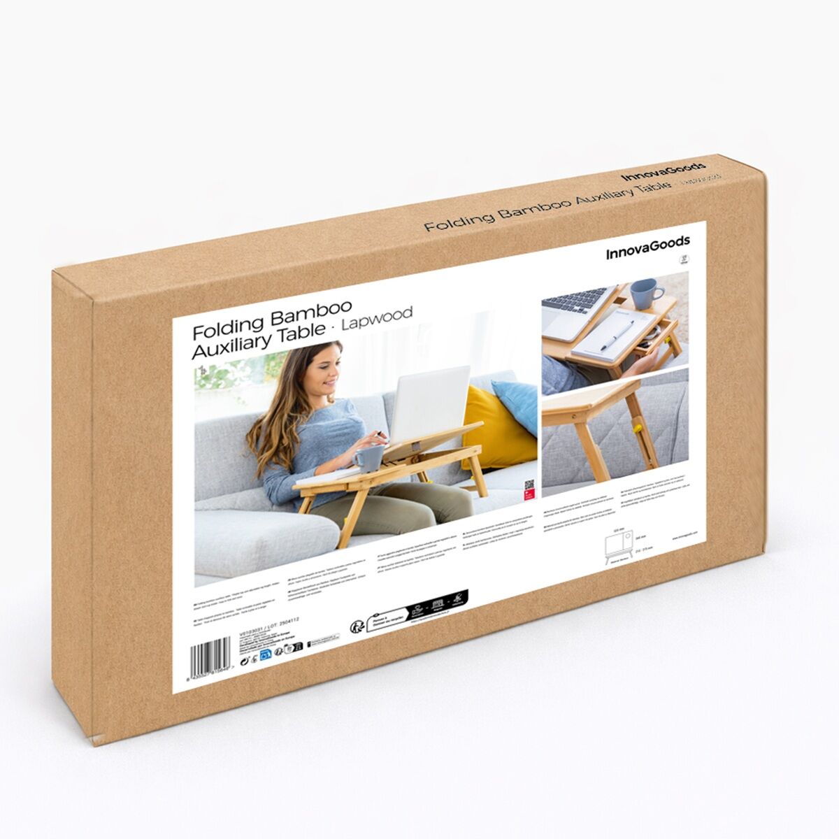 Bamboo Folding Side Table Lapwood InnovaGoods